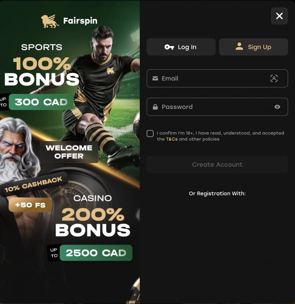 fairspin sign up